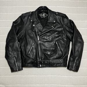Mr Motor Cycle Classic Biker Jacket Black Leather Zip Up Size 58